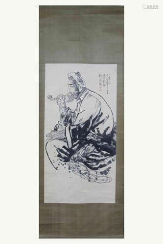 CHINESE SCROLL PAINTING OF OLD MAN