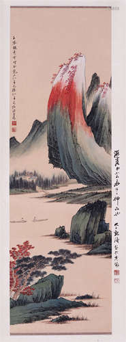 CHINESE SCROLL PAINTING OF MOUNTAIN VIEWS