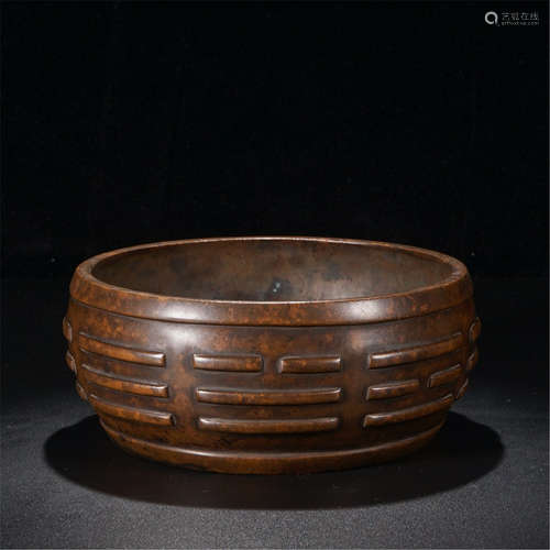 CHINESE BRONZE ROUND CENSER