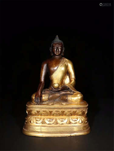 TIBETAN GILT BRONZE SEATED BHAISAJYAGURU