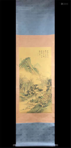 CHINESE SCROLL PAINTING OF MOUNTAIN VIEWS