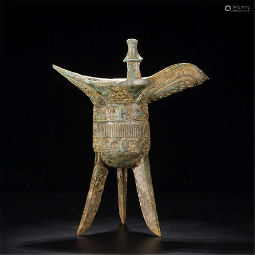 CHINESE ANCIENT BRONZE JUE CUP WEST ZHOU DYNASTY