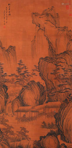 CHINESE SCROLL PAINTING OF MOUNTAIN VIEWS