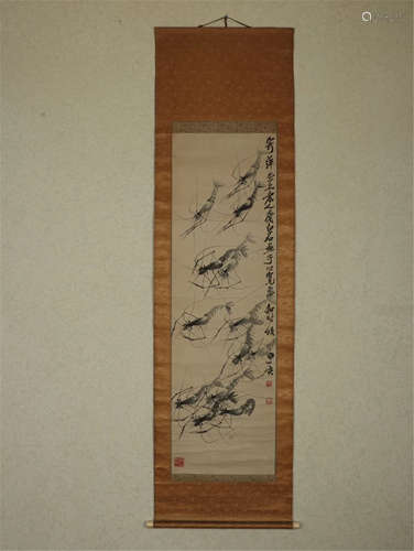 CHINESE SCROLL PAINTING OF SHRIMP