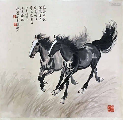 CHINESE SCROLL PAINTING OF HORSE