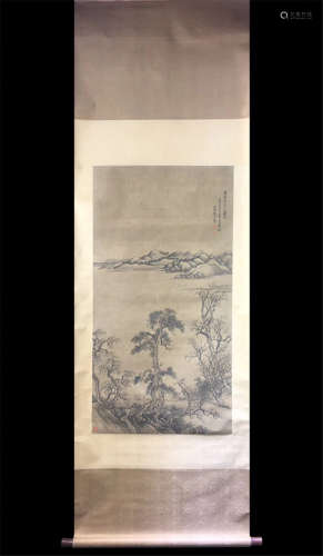 CHINESE SCROLL PAINTING OF RIVER VIEWS