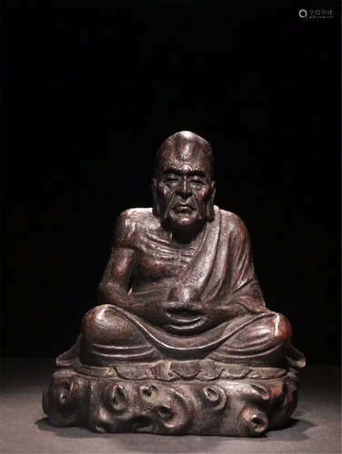 CHINEES BAMBOO CARVED SEATED LOHAN