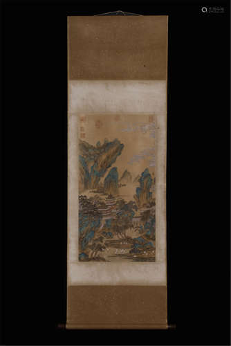 CHINESE SCROLL PAINTING OF MOUNTIAN VIEWS