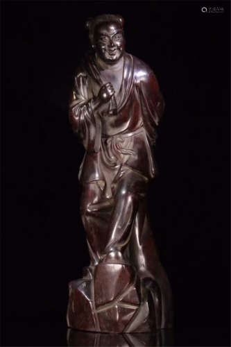 CHINESE HARDWOOD ZITAN STANDING FIGURE