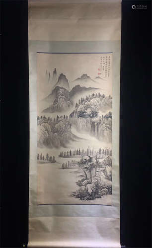 CHINESE SCROLL PAINTING OF MOUNTAIN VIEWS