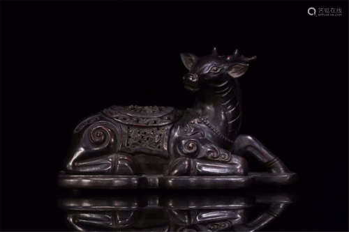 CHINESE HARDWOOD ZITAN DEER TABLE ITEM