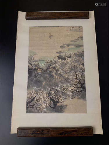 CHINESE SCROLL PAINTING OF RIVER VIEWS