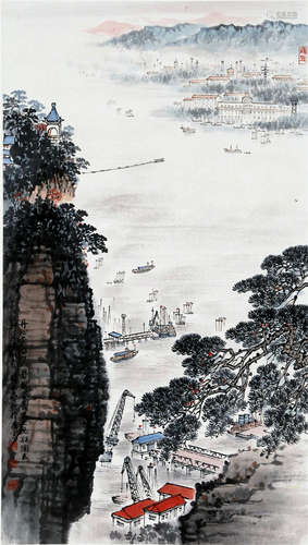 CHINESE SCROLL PAINTING OF RIVER VIEWS