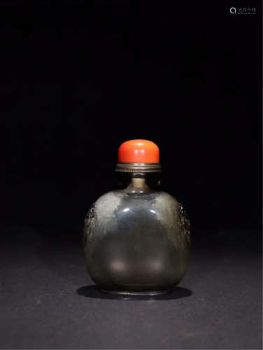 CHINESE BROWN ROCK CRYSTAL SNUFF BOTTLE