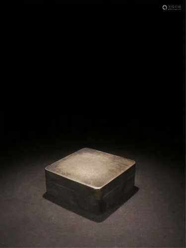 CHINESE SQUARE BRONZE INKSTONE BOX