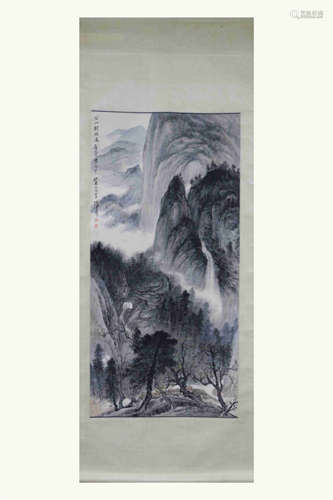 CHINESE SCROLL PAINTING OF MOUNTAIN VIEWS