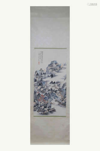 CHINESE SCROLL PAINTING OF MOUNTAIN VIEWS