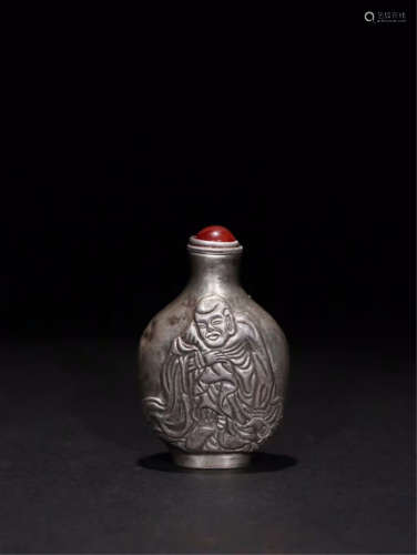 CHINESE SILVER LOHAN SNUFF BOTTLE