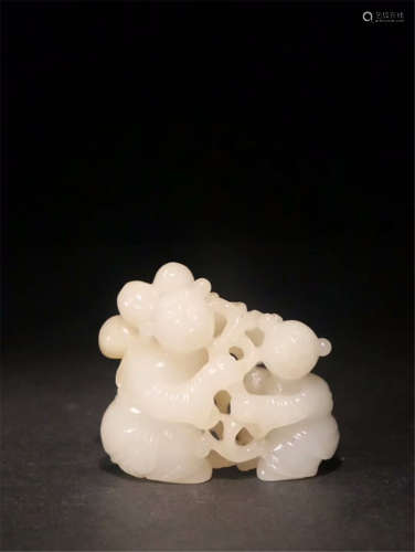 CHINESE WHITE JADE BOY PLAYING TABLE ITEM