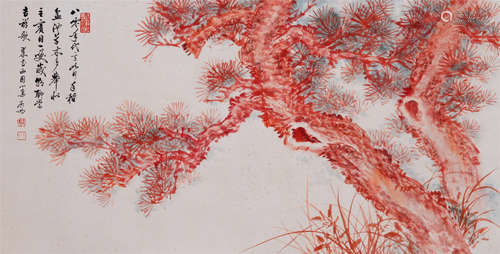 CHINESE SCROLL PAINTING OF PINE TREE