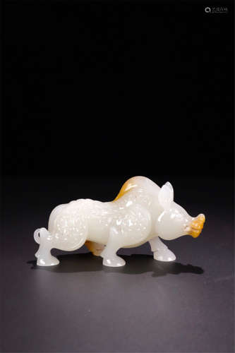 CHINESE WHITE JADE OX TABLE ITEM