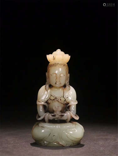 CHINESE CELADON SEATED GUANYIN