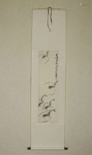 CHINESE SCROLL PAINTING OF SHRIMP