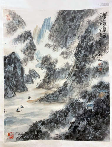 CHINESE SCROLL PAINTING OF MOUNTAIN VIEWS