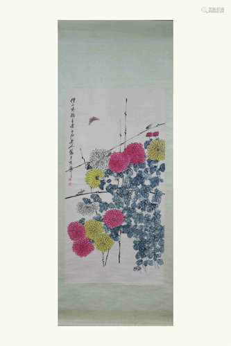 CHINESE SCROLL PAINTING OF FLOWER