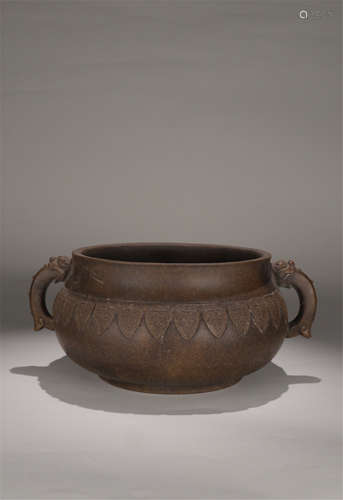 CHINESE YIXING ZISHA CLAY ROUND CENSER