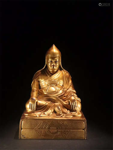 TIBETAN GILT BRONZE SEATED TSONGKHAPA