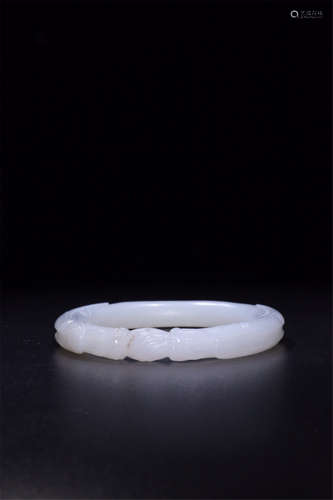 CHINESE WHITE JADE DRAGON BANGLE