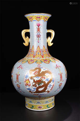 CHINESE PORCELAIN ENAMEL GLAZE DRAGON VASE