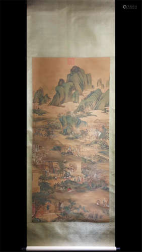 CHINESE SCROLL PAINTING OF MOUNTAIN VIEWS