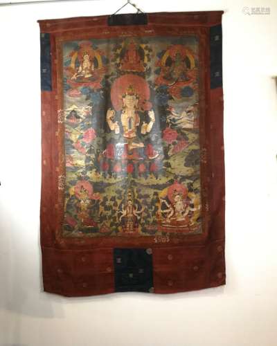 A TANGKA OF SEVEN BUDDHAS, QING DYNASTY