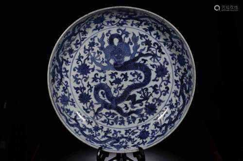 A BLUE AND WHITE `DRAGON` CHARGER