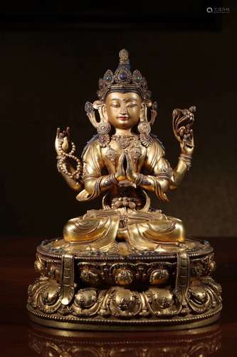 A GILT-BRONZE FIGURE OF SHADAKSHARI LOKESHVARA