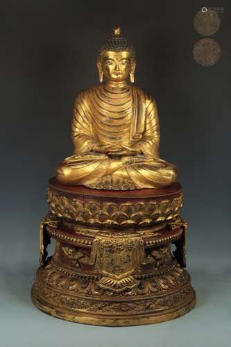 A GILT-BRONZE FIGURE OF AMITABHA