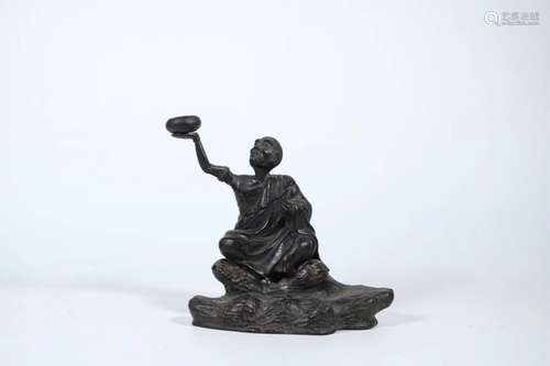 A BRONZE FIGURE OF LUOHAN