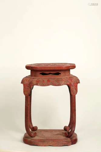 A RED LACQURE CARVED STAND