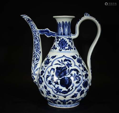 A BLUE AND WHITE EWER