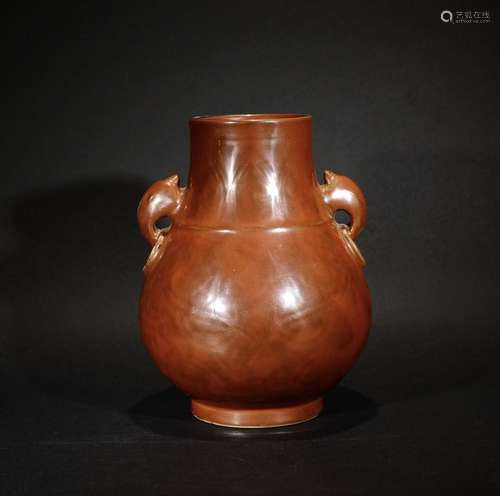 A BROWN GLAZE JAR, QIANLONG MARK