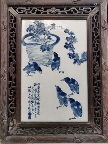 A BLUE AND WHITE PLQUE, WANG BU