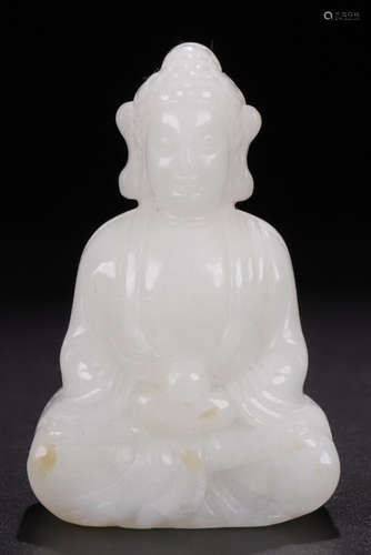 A HETIAN JADE CARVED SAKYAMUNI BUDDHA