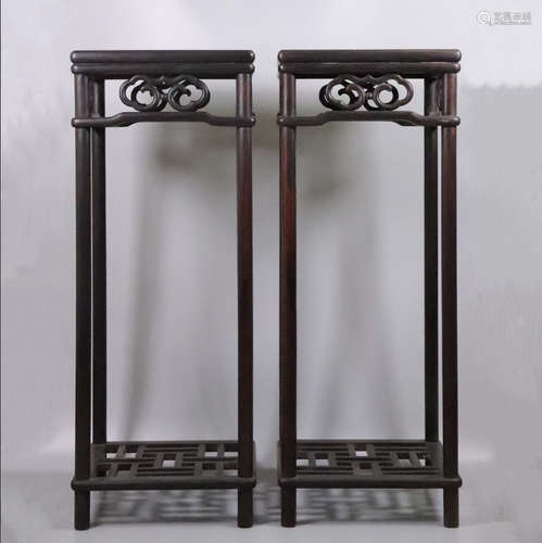 SET XIAOYE ZITAN WOOD CARVED FLOWER SHELF