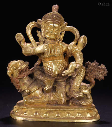 A GILT BRONZE CASTED WEALTH BUDDHA