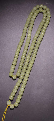 A HETIAN JADE CARVED BEADS STRING NECKLACE