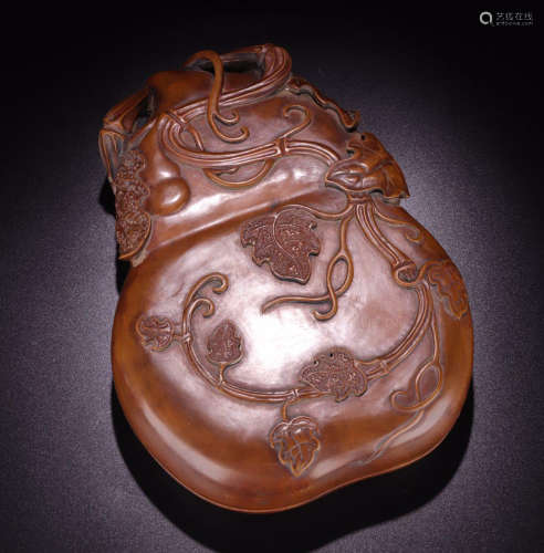 A SONGHUA STONE CARVED AUSPICIOUS SHAPED INK SLAB