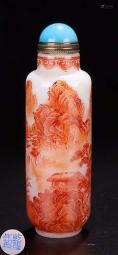 A GLASS LANDSCAPE PATTERN SNUFF BOTTLE