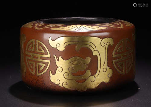 A GILT BRONZE CASTED DRAGON PATTERN CENSER